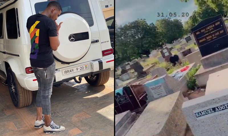 Millionaire Ibrah One spotted at the cemetery, sends strong warning to Ghanaians