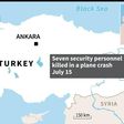 Map locating the province of Van where seven Turkish security personnel were killed in a plane crash on Wednesday.