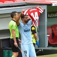 Diego Costa celebrated his goal by holding up the shirt of Virgina Torrecilla, a player from Atletico's women's team, who underwent surgery on a brain tumour last month.