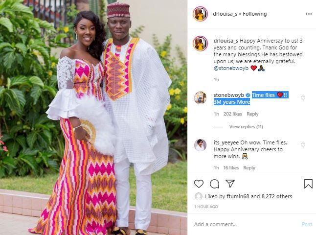 Stonebwoy and Dr Louisa mark 3rd wedding anniversay