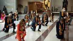 Here are beautiful Kente photos from George Floyd's memorial by Congressional Democrats