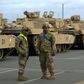 US military personnel and M1 Abrams tanks in German ahead of war games in February 2020