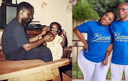 Sarkodie and Moesha Boduong with their fathers