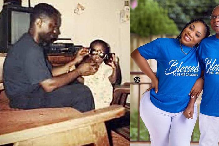 Sarkodie and Moesha Boduong with their fathers
