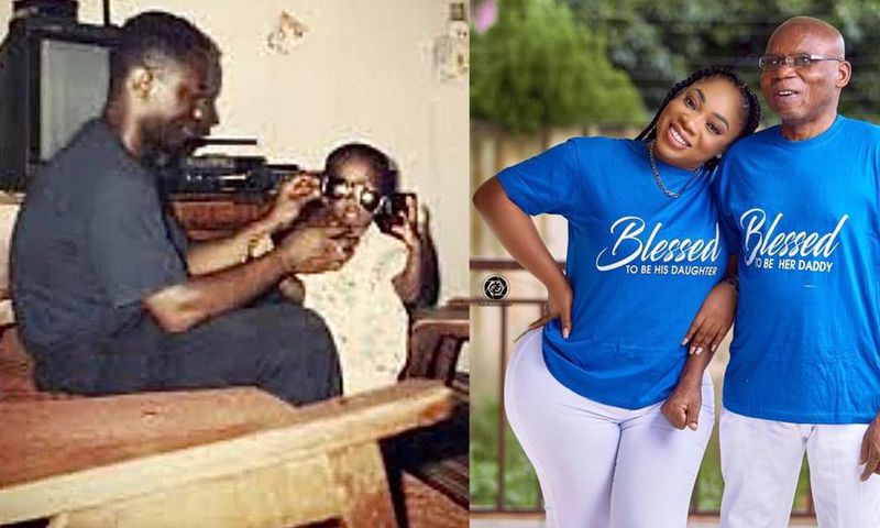 Sarkodie and Moesha Boduong with their fathers