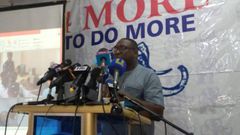 Yaw Bbuabeng Asamoa speaking at NPP press conference