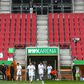 Is there anybody there? Wolfsburg players come onto the pitch prior to their game at Augsburg