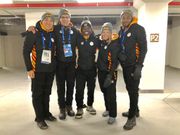 Olympic village ground level with Kojo Choi, Michael Davidson, Akwasi Frimpong, Lauri Bausch, Jerry Ahmed Shaib