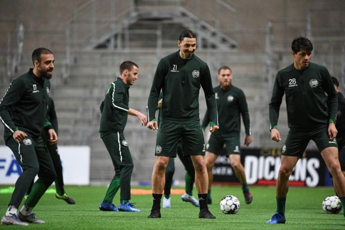 Zlatan Ibrahimovic has been the centre of attention training with the Hammarby squad