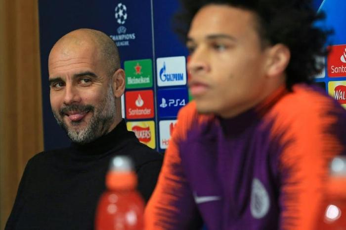 Manchester City manager Pep Guardiola is set to lose German midfielder Leroy Sane (right)