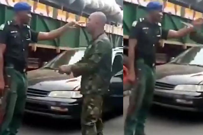 “Am I your mate? Is my rank your rank?” – Angry soldier and police clash over seniority (video)
