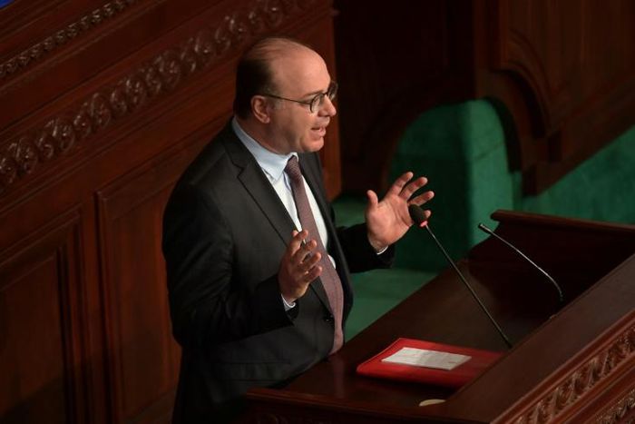 Tunisian Prime Minister Elyes Fakhfakh speaks during a parliamentary session on Thursday