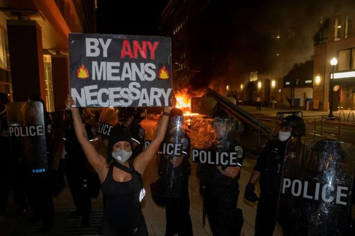 The scene at a demonstration in Washington on May 30, 2020