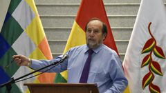Health minister Marcelo Navajas (pictured April 2020) was detained by police in La Paz on suspicion of corruption after it came to light that Bolivia had bought ventilators at grossly inflated prices