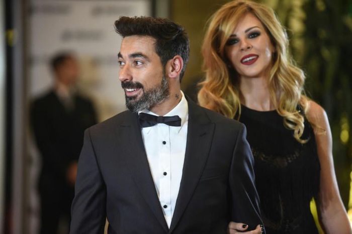 Retired footballer Ezequiel Lavezzi and his model and actress girlfriend Natalia Borges, pictured here in 2017 at the wedding of Argentine great Lionel Messi to Antonella Roccuzzo
