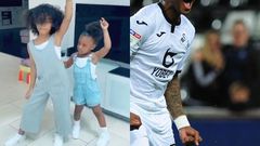 Andre Ayew and his daughters