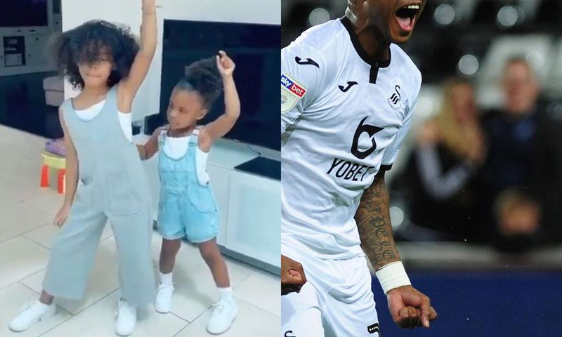Andre Ayew and his daughters