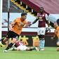 Wolves midfielder Leander Dendoncker (C) celebrates against Aston Villa