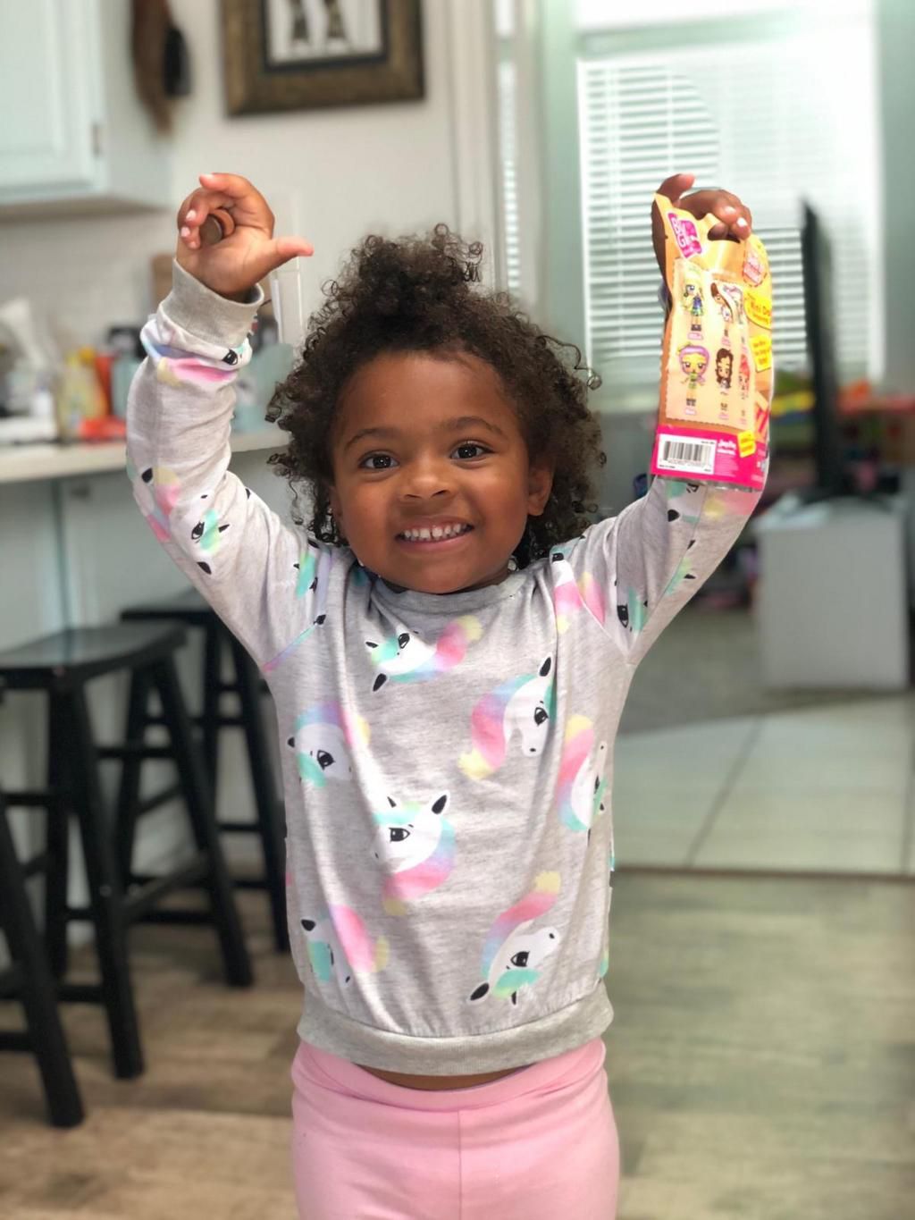 3-year-old Ashanti Frimpong earns money to buy her toy from Target on June 1, 2020