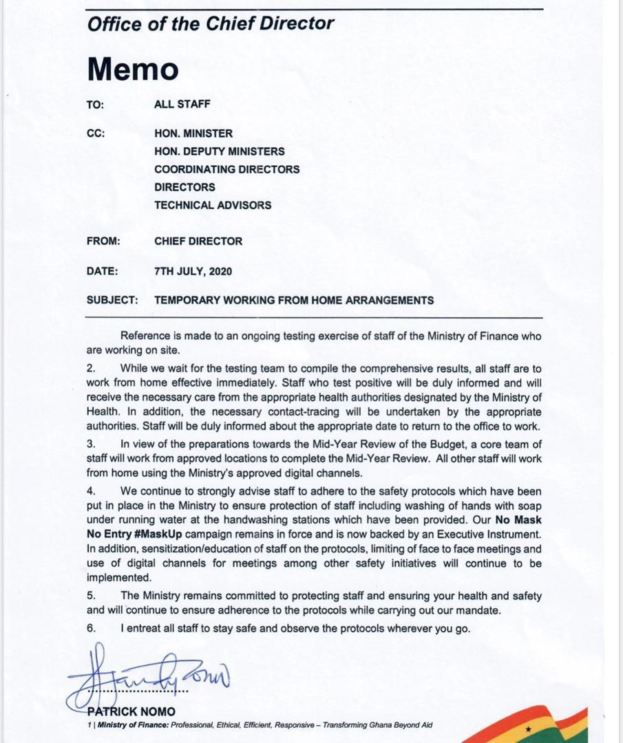 Statement from Finance Ministry