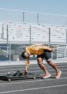 Akwasi Frimpong pushing a skeleton sledge during training. Picture by Christina Wilson September 2019, Utah, USA