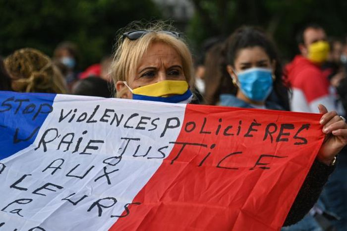 Some of the Lille protesters on Thursday