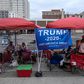 Diehard supporters of US President Donald Trump camp near the BOK Center in Tulsa, Oklahoma, ahead of Trump's rally