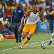 Kaizer Chiefs forward Samir Nurkovic (L) is pursued by  Mamelodi Sundowns defender Tebogo Langerman during a 2019/2020 South African Premiership match in Pretoria