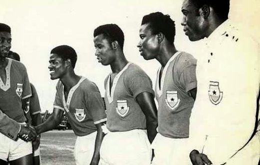 Dr Kwame Nkrumah exchaning pleasantries with the Black Stars of 1963