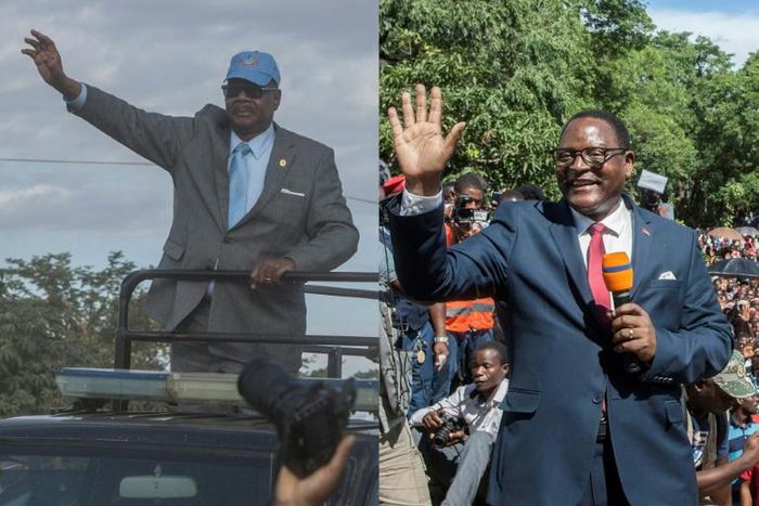 The election is practically a two-horse race between President Peter Mutharika, left, and his main rival Lazarus Chakwera, who lost the last election by 159,000 votes