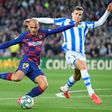 Martin Braithwaite (left) joined Barcelona as an emergency signing from Leganes in February