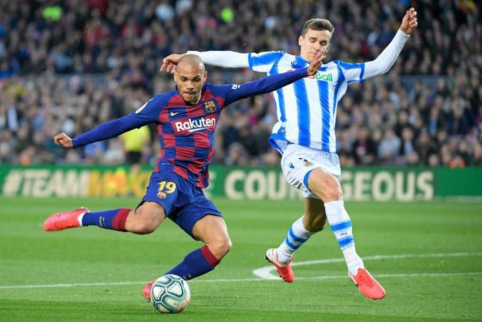 Martin Braithwaite (left) joined Barcelona as an emergency signing from Leganes in February