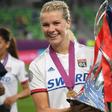 Ada Hegerberg after winning last year's Champions League with Lyon. The Norwegian striker has signed a "historic" seven-figure, 10-year deal with Nike