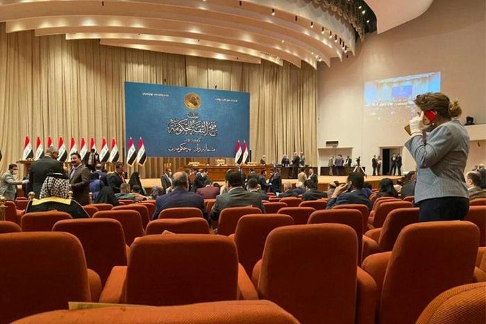 Iraqi members of parliament vote on a new government led by Prime Minister Mustafa Kadhemi