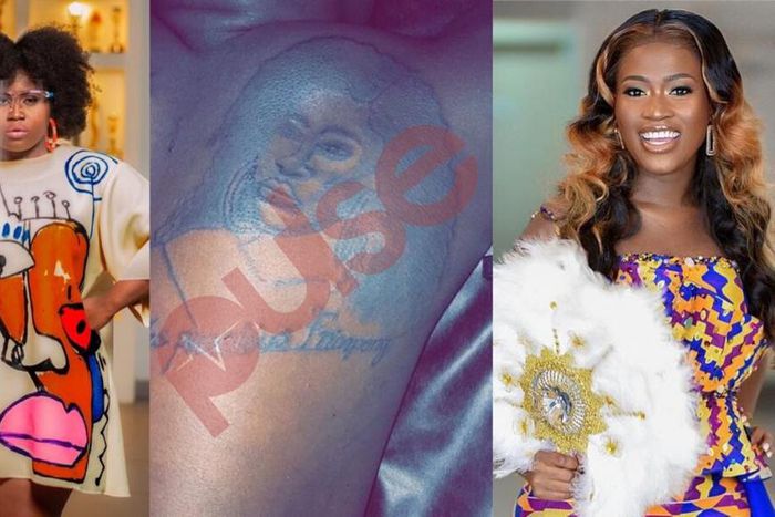 Fella Makafui fan tattoos her face but fans say it rather looks like Lydia Forson (PHOTO)