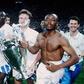 Abedi Pele and his Marseille teammates celebrate after beating AC Milan in the final