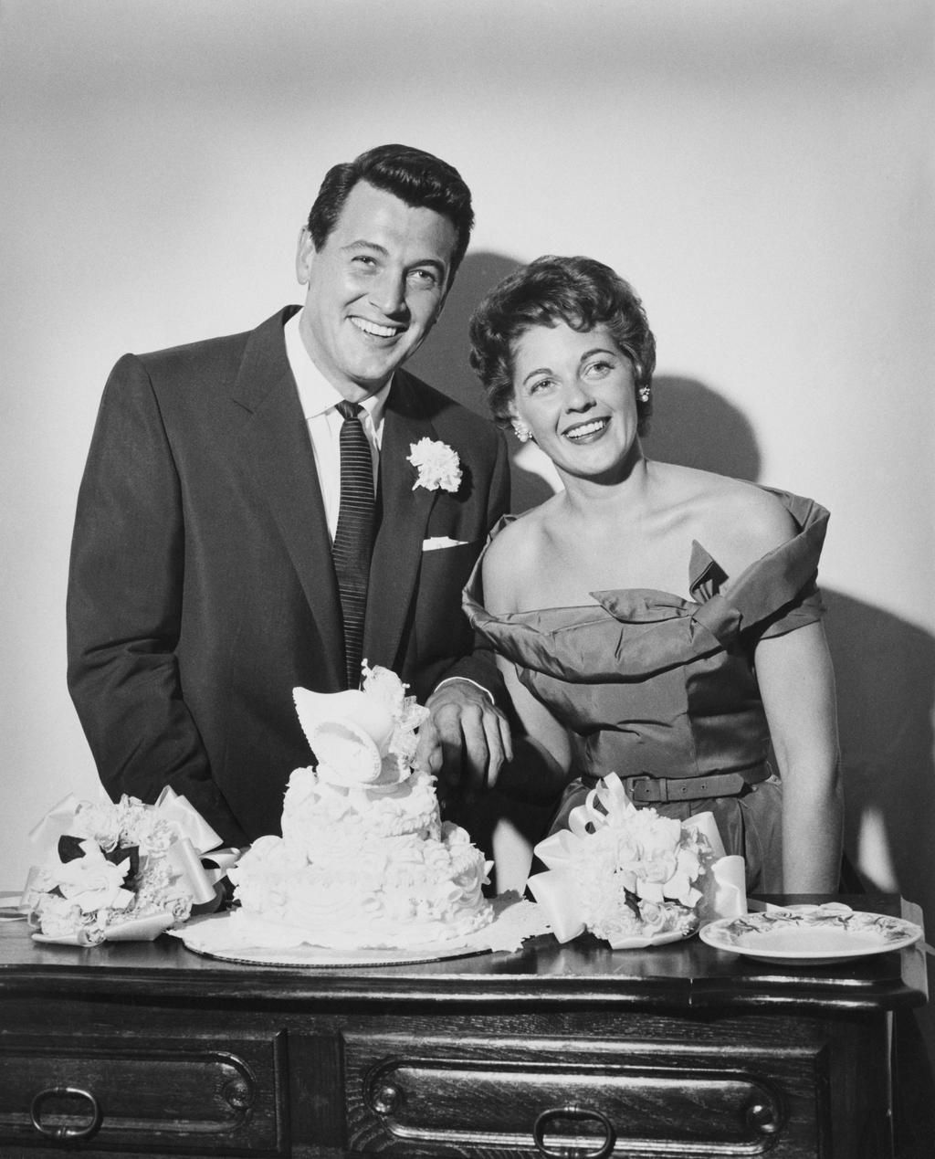 Rock Hudson and Phyllis Gates on their wedding day.