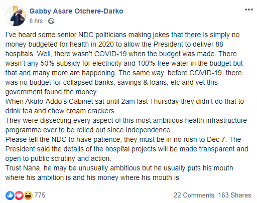 Gabby's Facebook post