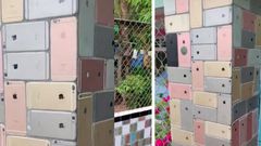 Check out these hundreds of iPhone 6 used as decorative tiles for a fence wall (video)