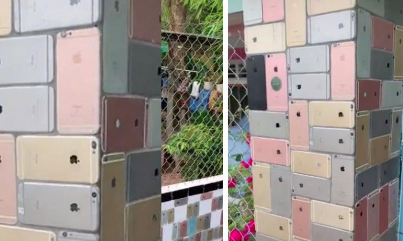 Check out these hundreds of iPhone 6 used as decorative tiles for a fence wall (video)