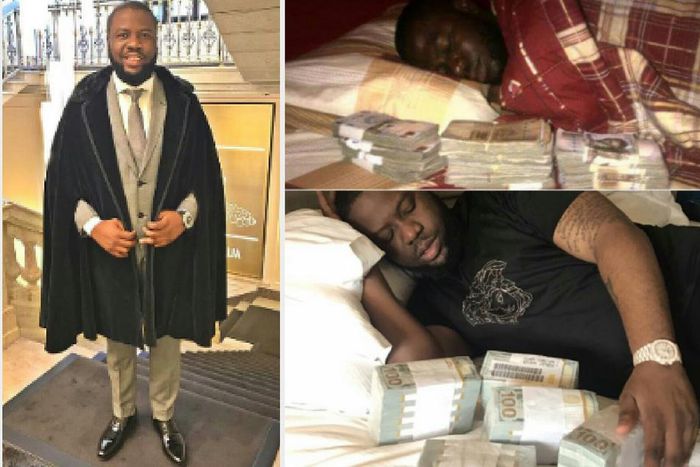 Ray Hushpuppi, photo of when he used to sleep (pose) with a million Naira in 2010, and change in 2017