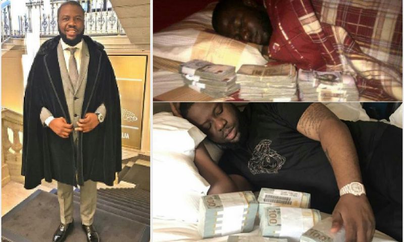 Ray Hushpuppi, photo of when he used to sleep (pose) with a million Naira in 2010, and change in 2017