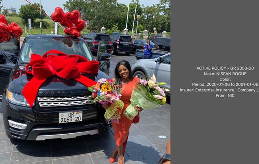 The insurance on Nana Aba’s gifted Range Rover is for a Nissan Rogue; error from the NIC?