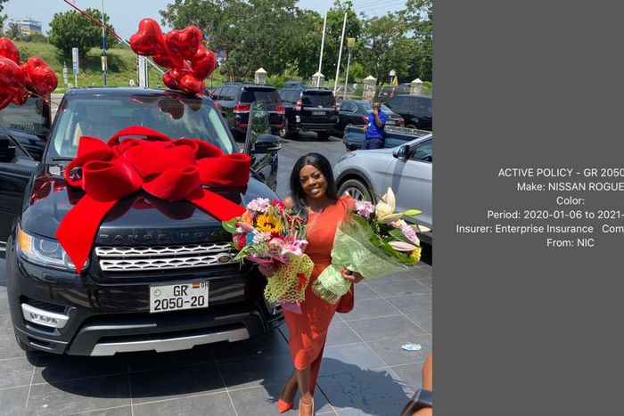 The insurance on Nana Aba’s gifted Range Rover is for a Nissan Rogue; error from the NIC?