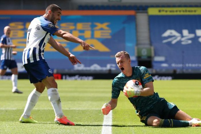 Arsenal goalkeeper Bernd Leno was injured at Brighton