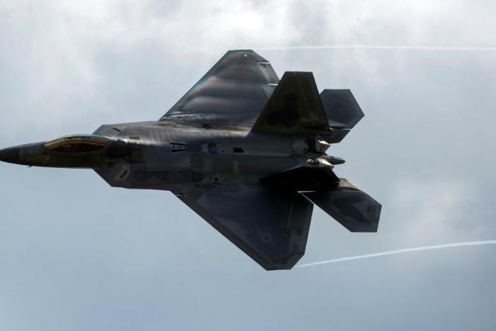 A US F-22 Raptor, like the one pictured here, intercepted Russian bombers off the coast of Alaska