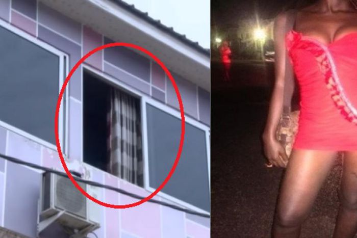 Prostitute pushes condom-wearing man to death from a hotel window over cash in Kumasi (video)
