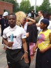 16-year-old Akwasi Frimpong getting ready for his junior high school, Augustinus College relay, Netherlands July 2002