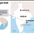 Map of India locating Visakhapatnam where a deadly gas leak at a chemicals plant was reported on Thursday.