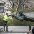 The controversial statue of Soviet general Ivan Kone, which Prague's mayor removed to Moscow's outrage